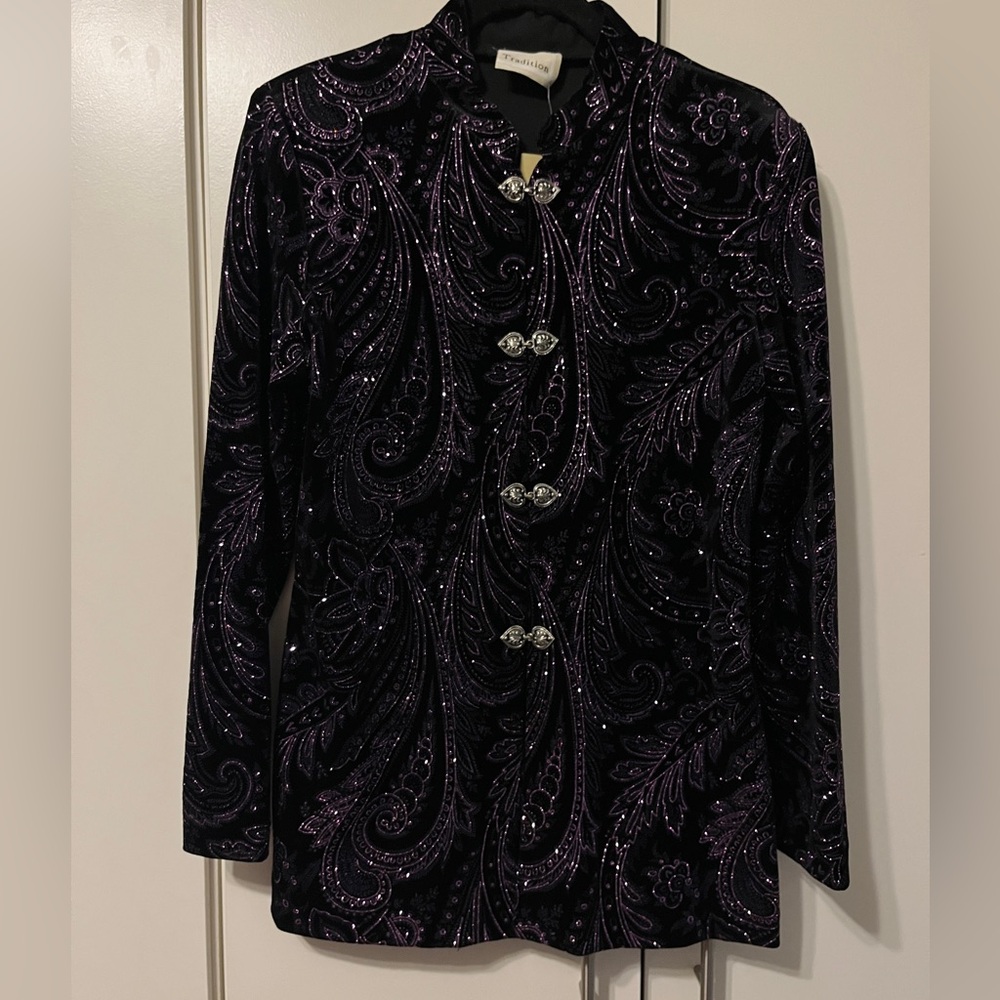 Tradition Black & purple & silver suit jacket - Picture 3 of 7